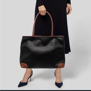 Bottega Veneta Black and Brown Large Leather Marco Polo Bag